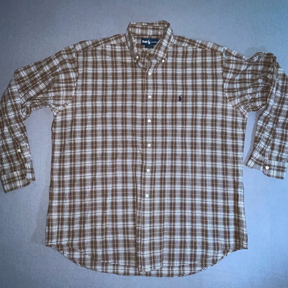 Polo Ralph Lauren brown plaid button down shirt